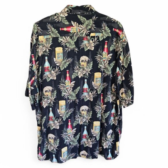 Campia Moda Mens Black Beer & Skull Print Hawaiian Shirt Button-Up XXL - Picture 2 of 10